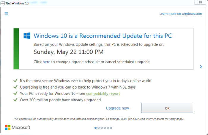 Get Windows 10 prompt in Windows Update