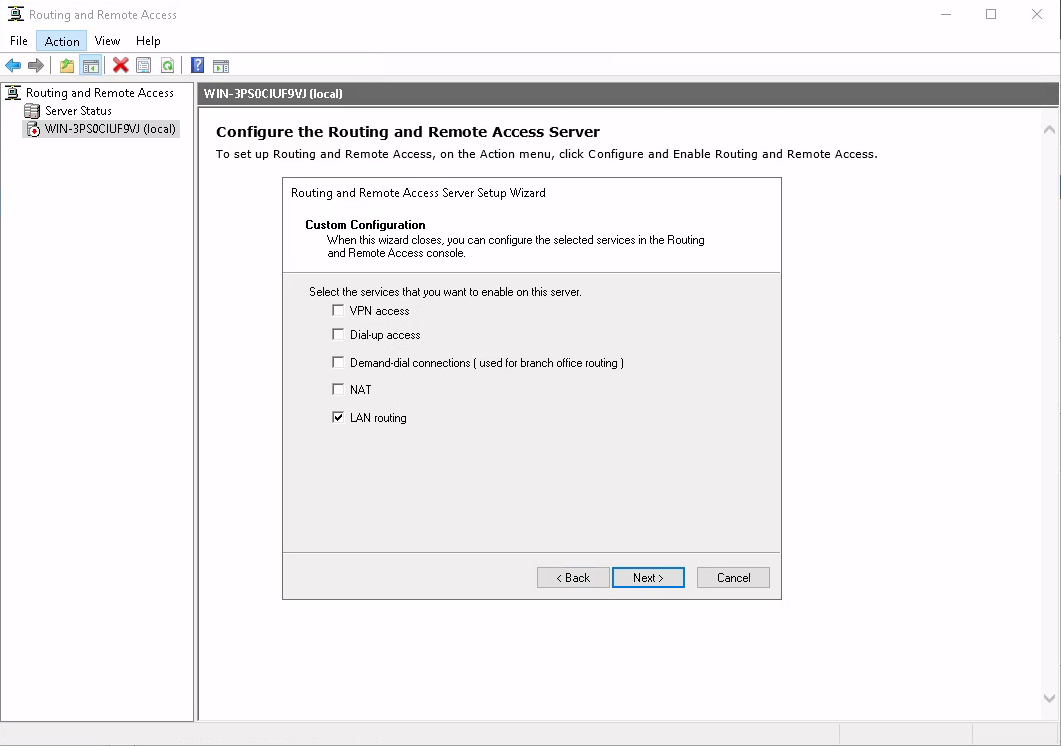 Configuring RRAS (continued)