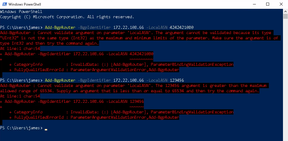 Add-BgpRouter error when trying to add large ASNs